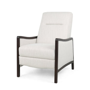 English Elm Christopher Knight Home® - Fabric Recliner Chair Mid-Century Push-Back Upholstered Armchair with Thick Cushion and Birch Frame Beige 70449.00BGE