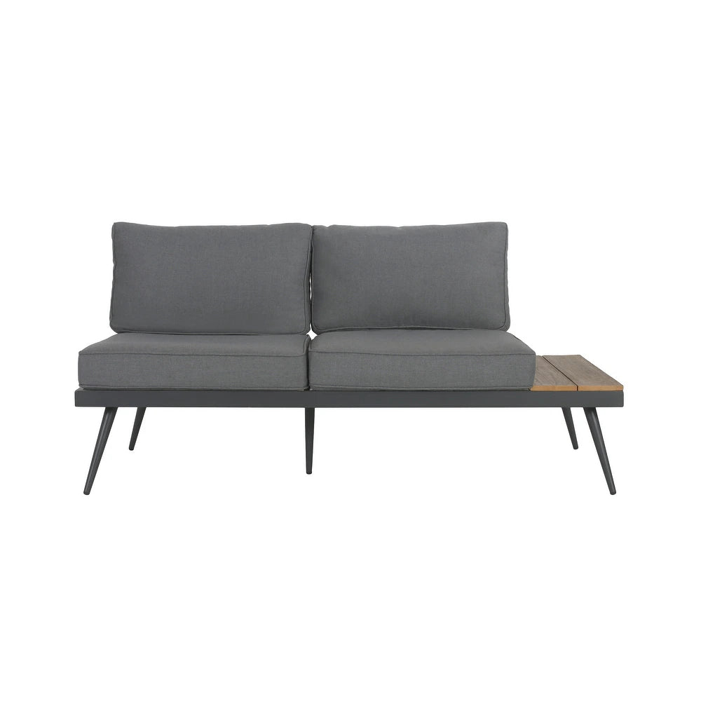 English Elm Christopher Knight Home® - 4 Mid-Century Outdoor Sectional Sofa Set with Faux Wood Table, Water-Resistant Cushions, 94.5" N757627504GY