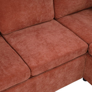 English Elm Sectional Sofa Bed - Stylish L-Shaped 81.9" Sleeper Sofa With Hidden Storage & Cozy Orange Chenille N719S002070G-GIGA