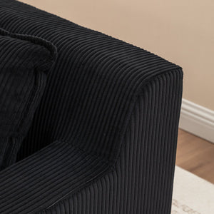 English Elm Left Armrest Chaise Lounge Chair Upholstered Sleeper with High-Res Foam, Corduroy, No Assembly Needed Black W1170P333285