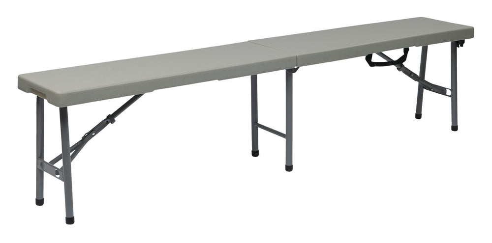 OSP Home Furnishings 6' Folding Bench with Powder Coated Steel Frame and Resin Top for Outdoor Events PC-15F