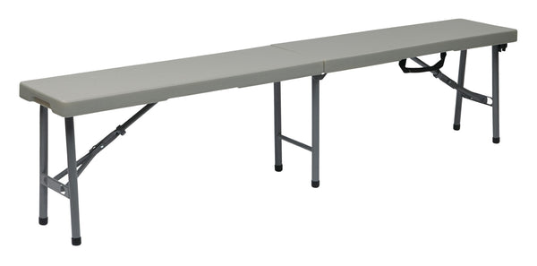OSP Home Furnishings 6' Folding Bench with Powder Coated Steel Frame and Resin Top for Outdoor Events PC-15F