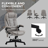 English Elm Homcom 6 Point Vibrating Massage Office Chair With Heat, Microfiber High Back Executive Office Chair With Reclining Backrest, Padded Armrests and Remote, Gray