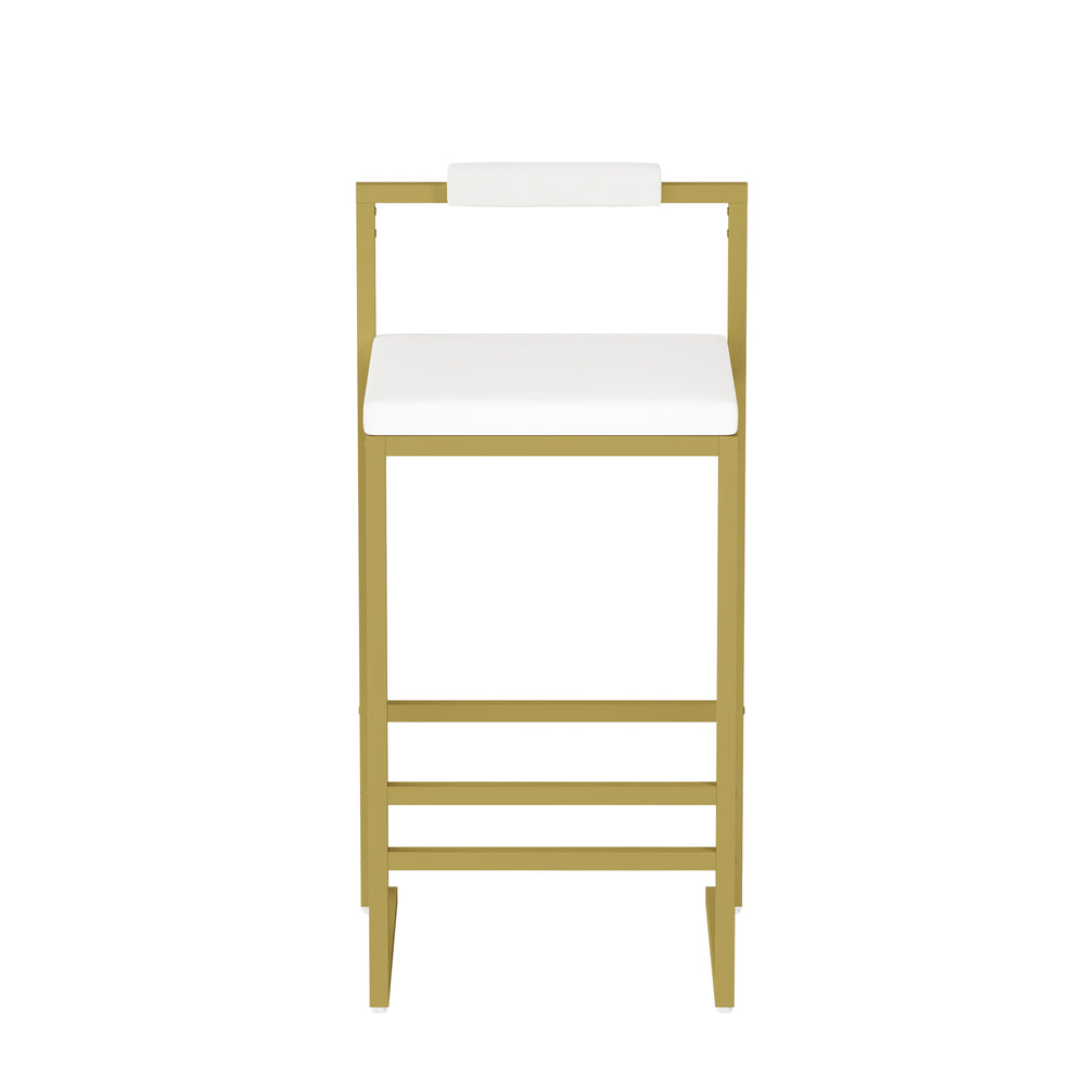English Elm Upholstered Velvet Bar Stools Set of 2 — Modern Gold Frame, Creamy White Cushions, Cozy Counter Seating W1757P310418
