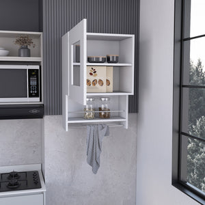 English Elm Balboa White Wall Cabinet with Glass Door, Internal Shelf & Towel Bar, Modern 18.5"W Storage B200P242416
