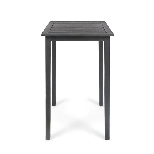 English Elm Christopher Knight Home® - Outdoor Acacia Wood Square Bar Table with Slatted Top and Tapered Legs, Weather-Resistant Style Dark Gray 65095.00DGRY
