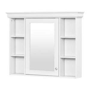 English Elm 35'' 35' 35'' x 28'' Wall Mounted Medicine Cabinet with Mirror Door, Modern MDF Storage with Towel Rod White N710P196545K