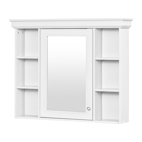English Elm 35'' 35' 35'' x 28'' Wall Mounted Medicine Cabinet with Mirror Door, Modern MDF Storage with Towel Rod White N710P196545K