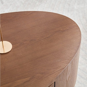 English Elm Modern Oval Coffee Table Matte Finish Mdf Frame with Storage Drawer for Living Room Dark Walnut W2085P384570