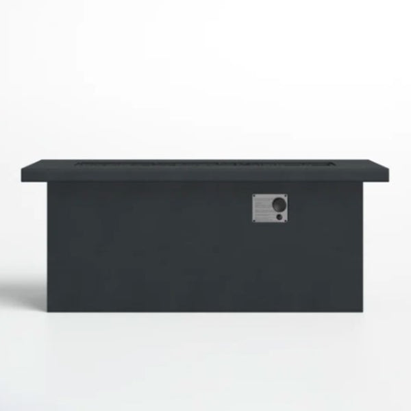 English Elm 24'' Concrete Outdoor Fire Pit Table 50,000 BTU Stainless Steel Burner Lava Rock Compatible Weatherproof Design Charcoal B120P198403