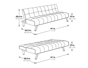 OSP Home Furnishings Sawyer Futon Grey