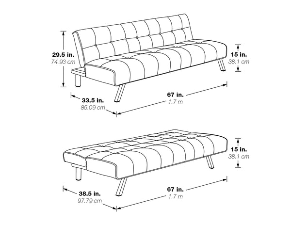 OSP Home Furnishings Sawyer Futon Grey