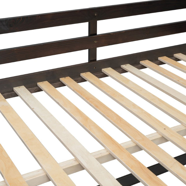 English Elm Full Over Bunk Bed with Four Drawers Three Shelves Pine and Mdf Kids Frame Espresso LT000267AAP-1