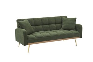 English Elm 69 Convertible Sofa Bed for Small Spaces 69-Inch Fabric Futon with Solid Wood Frame, Comfort Seat Green W3356P298523