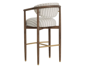 Sunpan SIGRID Barstool - Antique Brown with Gifford Script Upholstery for Stylish Kitchen & Bar Seating 112741