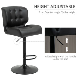 English Elm Homcom Set Of 2 Adjustable Bar Stools With Thick Cushions And Metal Footrest For Home Bars, Black W2225P217131