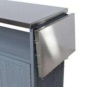 English Elm 54.33" Farmhouse Outdoor Kitchen Cart Solid Fir Frame Steel Top Storage Bbq Prep N767P379702C