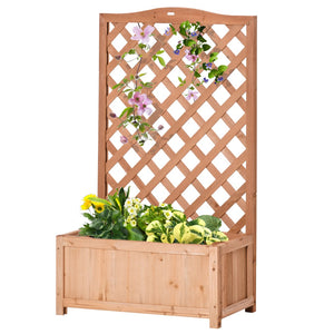 English Elm Outsunny Wooden Raised Garden Bed With Trellis, 46" Planter Box For Vegetables, Herbs & Flowers W2225P217232-GIGA