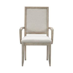 English Elm Modern 9 Piece Extendable Oak Veneer Dining Set with Upholstered Chairs Gray Finish B011S01551