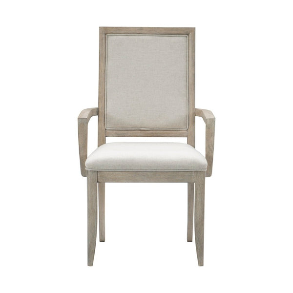 English Elm Modern 9 Piece Extendable Oak Veneer Dining Set with Upholstered Chairs Gray Finish B011S01551