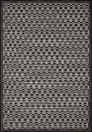 Unique Loom Outdoor Border Checkered Machine Made Border Rug Gray, Black/Gray/Silver 6' 0" x 9' 0"