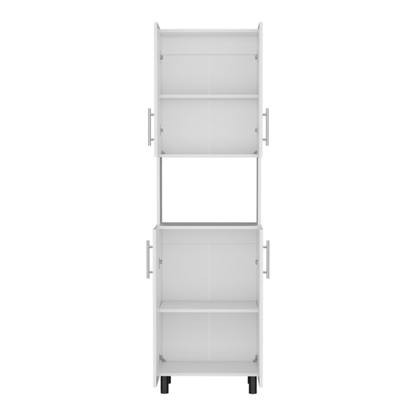 English Elm Kitchen Pantry Modern Engineered Wood Cabinet with 2 Doors, 8 Shelves, 4 Legs for Organized Storage White 45.67 L x 23.62 W x 5.12 H B097P296843