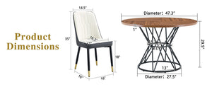 English Elm Table and Chair Set Round Walnut Mdf Top Hourglass Base with Four Pu Leather Seats W1151S04843