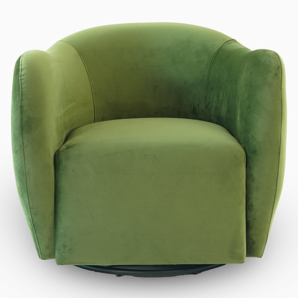 English Elm Ashcroft Furniture - Renee Green Velvet Swivel Chair — Luxurious Ergonomic Seat, Solid Wood Frame, 360° Smooth Rotation B183P281193