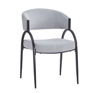 English Elm Upholstered Gray Fabric Dining Chair Set of Two with Sleek Metal Legs Modern Style N768P184752L