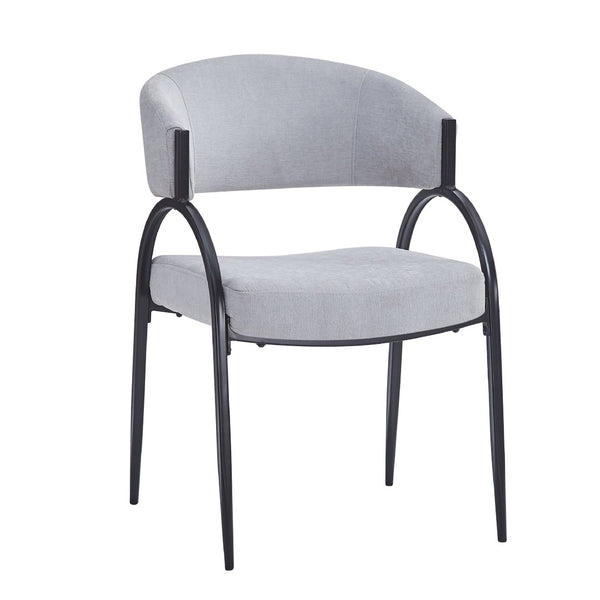 English Elm Upholstered Gray Fabric Dining Chair Set of Two with Sleek Metal Legs Modern Style N768P184752L