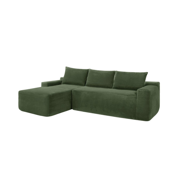 English Elm New2 Corduroy L-shaped Sectional Sofa Deep Seat Cloud Comfort Modular Living Room Couch W3975P499249