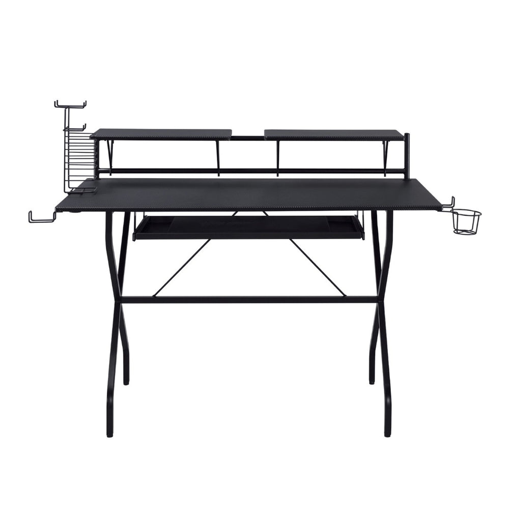 English Elm Rectangular Computer Desk With Spacious Surface, Sliding Keyboard Tray & Sturdy Black Frame B016P311805-GIGA