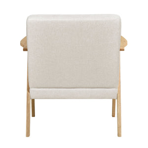 English Elm Modern Mid-Century Accent Chair Walnut Frame with Textured Linen Upholstery and Cushioned Seat Comfortfulness Beige,Natural 26.5 L x 23.5 W x 10 H B011P308034