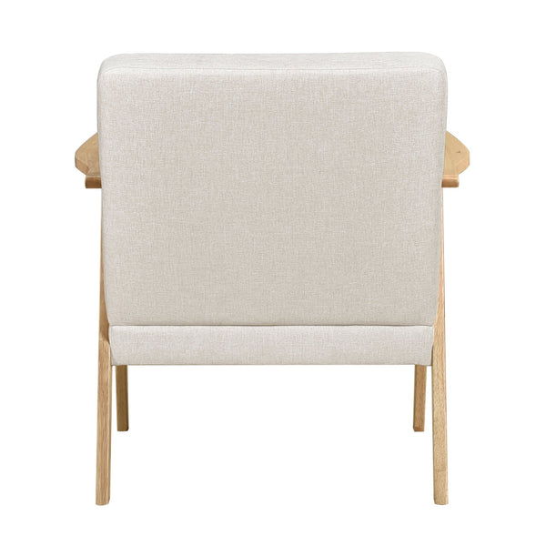 English Elm Modern Mid-Century Accent Chair Walnut Frame with Textured Linen Upholstery and Cushioned Seat Comfortfulness Beige,Natural 26.5 L x 23.5 W x 10 H B011P308034