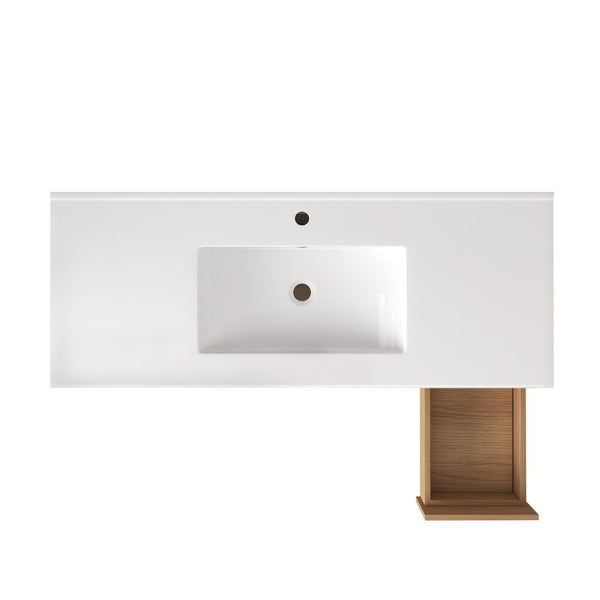 English Elm 48"dark Brown Vanity with 6 Drawers and Soft Close Doors for a Spa Bathroom Light Oak W3133S00026