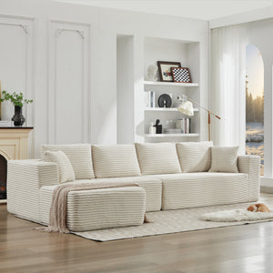 English Elm 106" Cloud Sectional Couch - Modern L-Shape Modular Sofa With Plush Corduroy, No Assembly Needed! W1143S00026