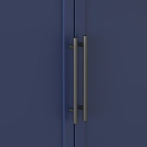 English Elm [Assembly Modern Freestanding Kitchen Pantry with Faux Marble Top, Set of 2 Cabinets with Drawer, Adjustable Shelves, Sleek Durable Design for Dining Room and Coffee Bar Blue SP000074AAC