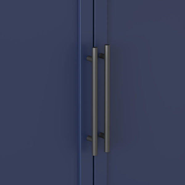 English Elm [Assembly Modern Freestanding Kitchen Pantry with Faux Marble Top, Set of 2 Cabinets with Drawer, Adjustable Shelves, Sleek Durable Design for Dining Room and Coffee Bar Blue SP000074AAC