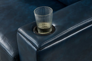 English Elm 93.7" Modern Living Room Sofa with Cup Holder & Hidden Storage, Upholstered Polyester, Durable Frame Navy Blue W1097S00202