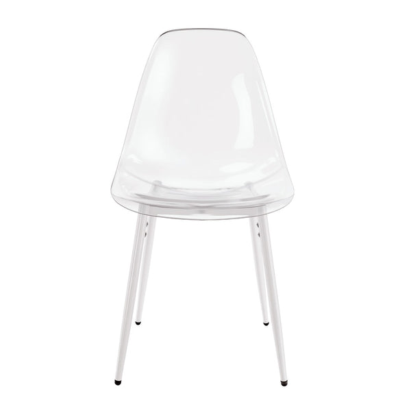 English Elm Dining Chair Set of 4 Ghost Style Acrylic Seat with Slim Metal Legs for Modern Spaces W234P417568