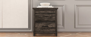English Elm 4PCS Queen Bedroom Set with Storage Headboard & Built‑In Charging Station, 2 Nightstands, Dresser Antique Gray 54.25 L x 18.75 W x 9.25 H N733S307937A