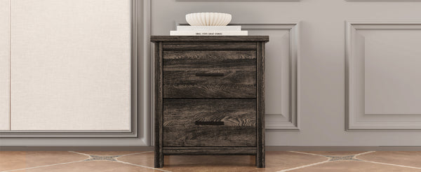 English Elm 4PCS Queen Bedroom Set with Storage Headboard & Built‑In Charging Station, 2 Nightstands, Dresser Antique Gray 54.25 L x 18.75 W x 9.25 H N733S307937A