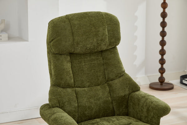 English Elm 069-ergonomic Swivel Recliner with Ottoman Chenille Wingback Massage Lounge Chair Green W527P439689