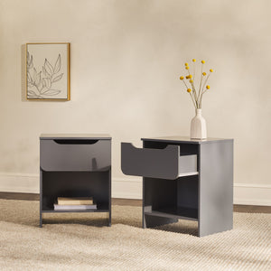 Simple Modern 1-Drawer Nightstand - Set of 2 Dark Grey DOMB4CDGC-2PK Walker Edison