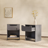 Simple Modern 1-Drawer Nightstand - Set of 2 Dark Grey DOMB4CDGC-2PK Walker Edison