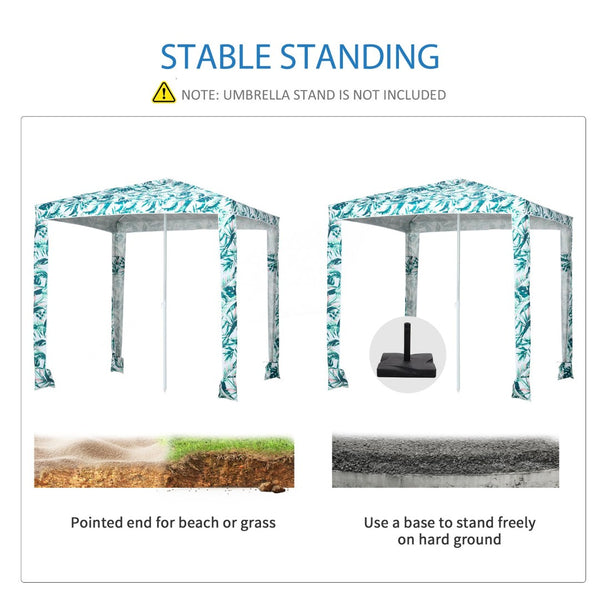 English Elm Outsunny Quick Beach Cabana Canopy Umbrella – Uv50+ Sunshade With Sandbags & Carry Bag For Family Fun W2225P200457-GIGA