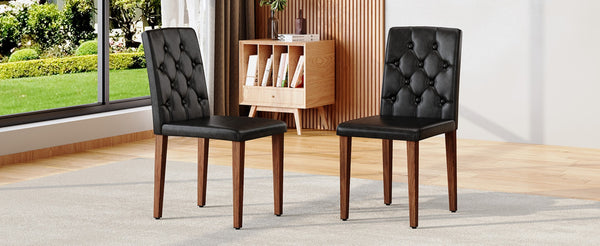 English Elm 4-piece Brown Suede Dining Chair Set with Tufted Back and Walnut Metal Legs Black,Walnut W1151P361163