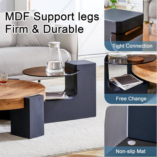 English Elm The Two Tier Detachable Mdf Coffee Table for Flexible Modern Living Room Style W1151P184838