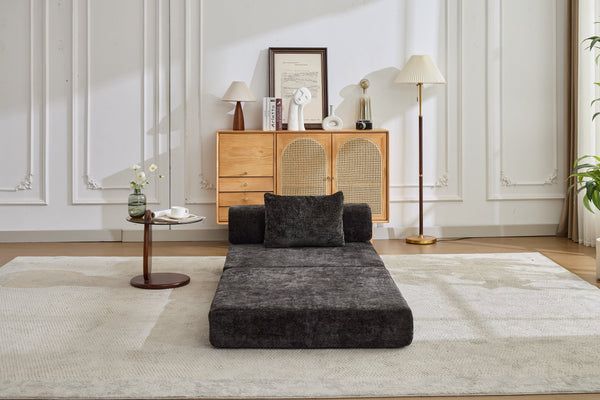 English Elm Compression Convertible Floor Sofa Bed - Versatile Modular Seating & Sleeping Solution In Black W3723P345653