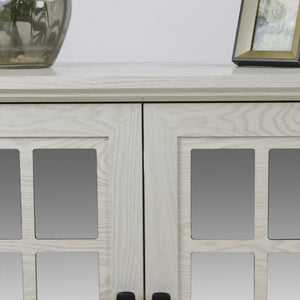 English Elm Storage Sideboard with Mirrored Acrylic Doors and Wood Grain Mdf Finish for Compact Rooms White W2899P372747